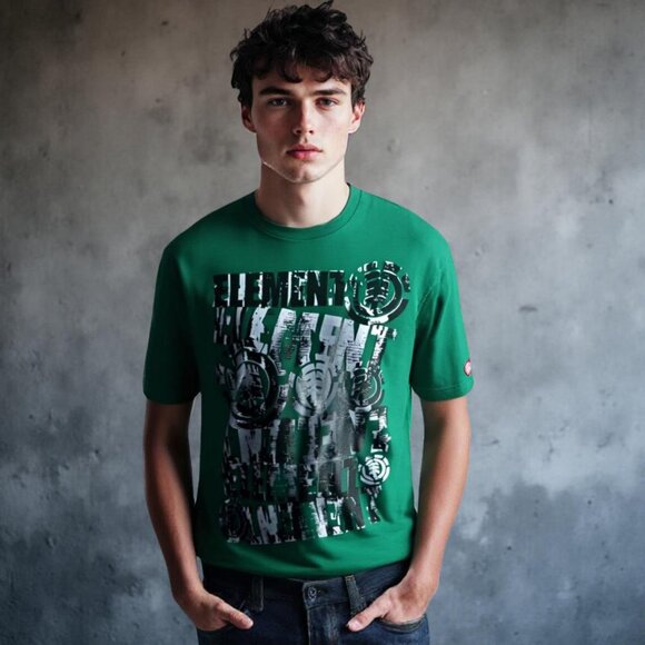 Y2K Element Block Print Grunge T-Shirt, Size Large - Picture 1 of 10